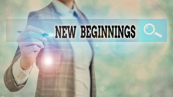 Text sign showing New Beginnings. Conceptual photo fresh look at the future and wonderful possibilities it holds. - Foto, imagen
