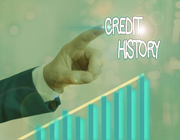Tekst pisma do historii kredytowej. Koncepcja oznaczająca zapis kredytobiorcy s jest odpowiedzialna za spłatę długów. - Zdjęcie, obraz
