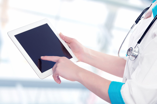 blank computer tablet in the hands of doctor - Photo, Image