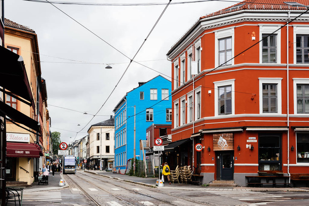 Street scene in Grunerlokka, a trendy hipster neighborhood in central Oslo - Photo, image