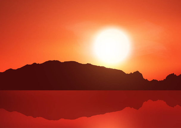 Krajina pozadí s kopci proti západu slunce oblohy - Vektor, obrázek