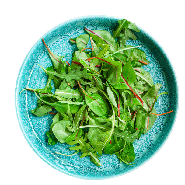 Υγιεινή σαλάτα, φύλλα ανάμειξης σαλάτα (μείγμα μικρο-πράσινο, ζουμερό σνακ) keto ή paleo. φόντο τροφίμων. Κορυφαία εικόνα  - Φωτογραφία, εικόνα