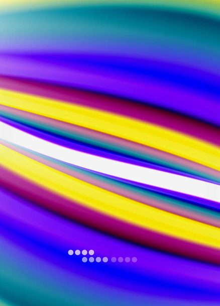 Linhas de onda fundo abstrato, design de seda lisa com cores de estilo arco-íris. Ondas de fluidos líquidos. Ilustração vetorial
 - Vetor, Imagem