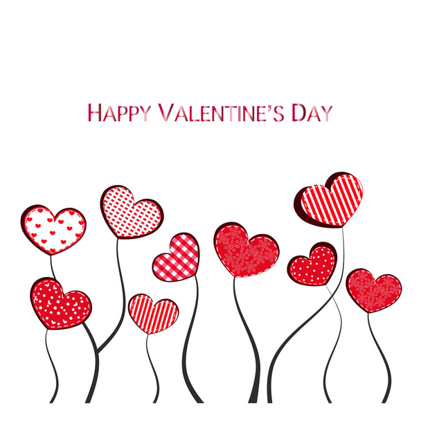 Red hearts flower. Happy Valentine's day greeting card vector illustration background - Vector, Image
