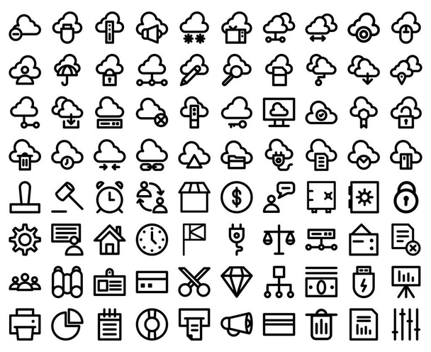 Digital Products Bold Outline Vector Icons setzen, dass jedes einzelne Symbol leicht geändert oder bearbeitet werden kann - Vektor, Bild