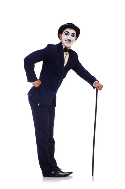 Personification of Charlie Chaplin on white - Photo, image