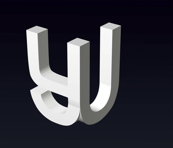  Font stylization of the letters Y and A, B, C, D, E, F, G, H, J, K, L, M, N, O, P, Q, R, T, V, W, S, X, Y, Z, font composition of the logo. 3D rendering. - Photo, Image
