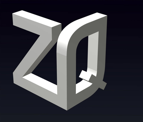 Font stylization of the letters Z and A, B, C, D, E, F, G, H, J, K, L, M, N, O, P, Q, R, S, X, Y, Z, font composition of the logo. 3D rendering. - Photo, Image