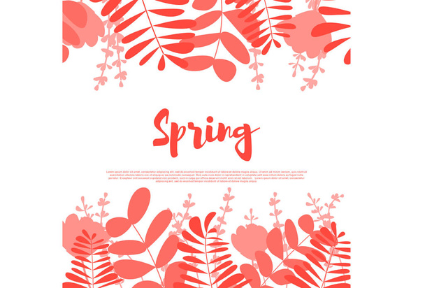 Hola concepto de banner vector primavera. Marco floral para feliz día de primavera, día de la mujer, invitación, diseño de tarjetas de venta
. - Vector, imagen