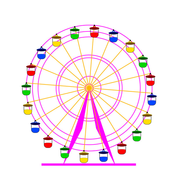 silhouet atraktsion kleurrijke ferris wheel. vector illustratio - Vector, afbeelding