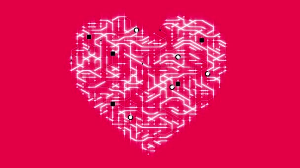 4k футуристична плата з рухомим електроном у формі серця, електронна конуса
 - Кадри, відео