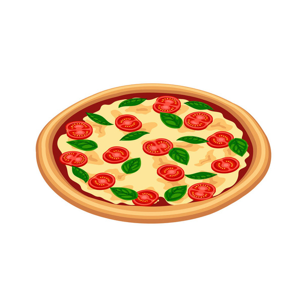 Sabrosa pizza margherita isométrica
 - Vector, Imagen