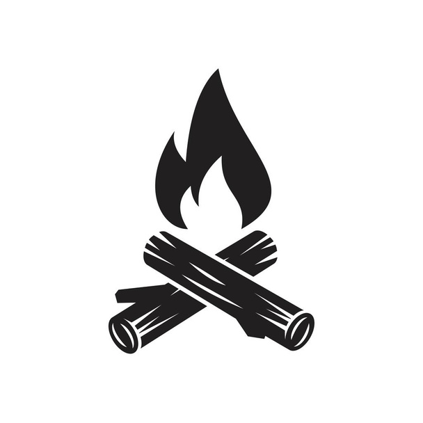 Campfire με firewood εικονίδιο πρότυπο μαύρο χρώμα επεξεργάσιμο. Φωτιά με σύμβολο εικονίδιο καυσόξυλου Επίπεδη διανυσματική απεικόνιση για γραφικό και web design. - Διάνυσμα, εικόνα