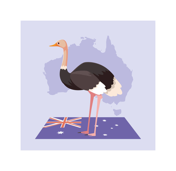 tarjeta de felicitación con avestruz australiano
 - Vector, Imagen