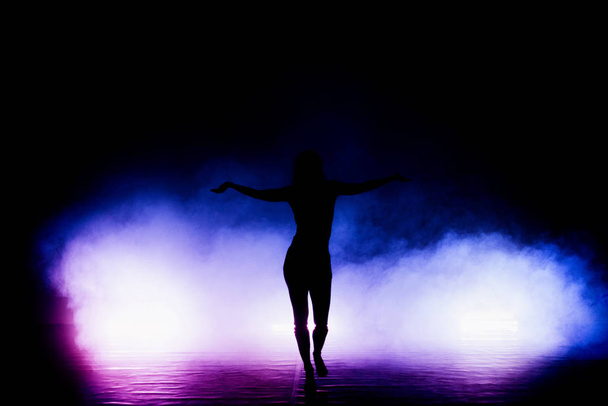 Ευέλικτη χορεύτρια μπαλέτου εκτελεί ένα καλλιτεχνικό κίνημα χορού - Φωτογραφία, εικόνα