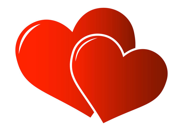 愛や恋愛の象徴として2つのハートアイコンがあります - ベクター画像
