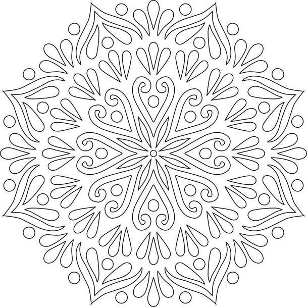 Mandala pattern black and white doodles sketch - Vektor, Bild