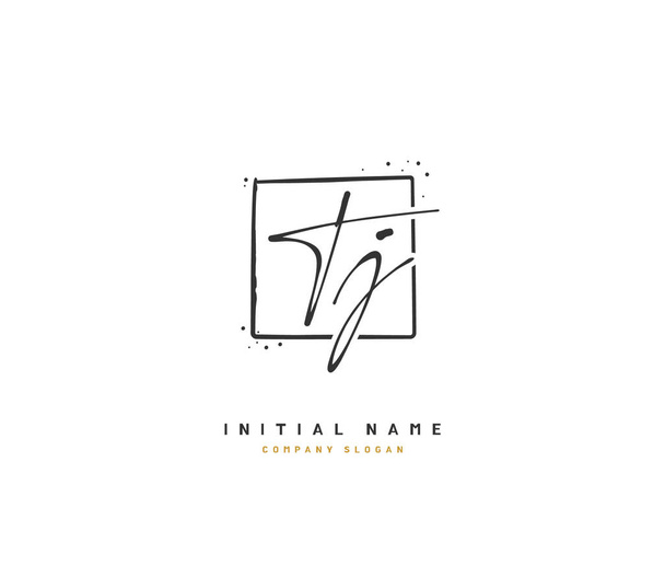 T J TJ Beauty vector logo iniziale, logo di scrittura a mano di firma iniziale, matrimonio, moda, gioielleria, boutique, floreale e botanico con modello creativo per qualsiasi azienda o azienda
. - Vettoriali, immagini