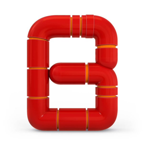 Number 8. Digital sign. Metallic futuristic red font. 3d. - Fotografie, Obrázek