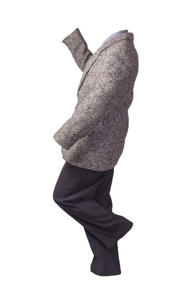  male gray  jacket  and   trousers isolated on a white backgroun - Foto, imagen