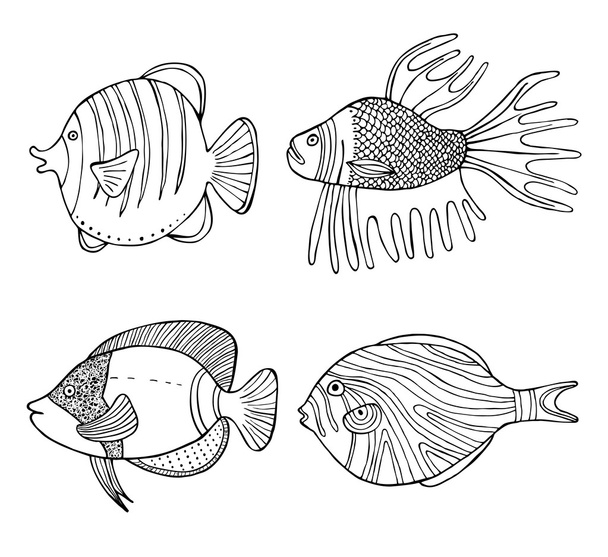 Colorful cartoon fish set - Vettoriali, immagini
