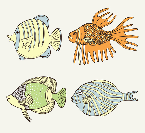 Colorful cartoon fish set - Vettoriali, immagini