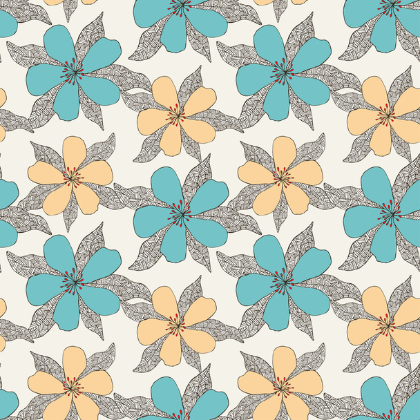 Hand drawn flower pattern - Vector, Imagen