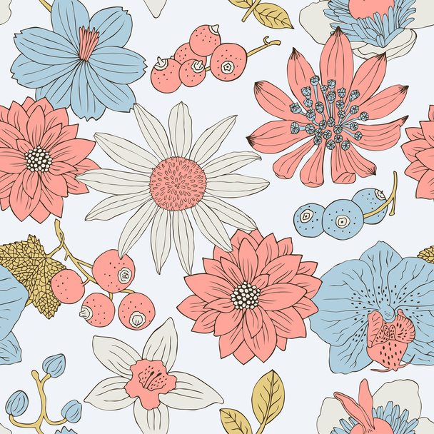 Flower seamless background - Vetor, Imagem