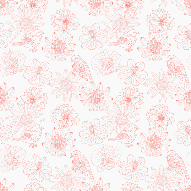 Flower retro seamless pattern - Vector, afbeelding