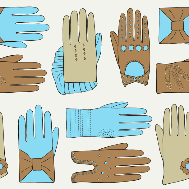 Glove hand drawn pattern - Vektor, Bild