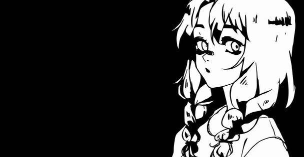 Anime wallpapers hd anime preto e branco bonito menina / transgênero estilo mangá minimalismo em fundo desktop de alta resolução
 - Foto, Imagem