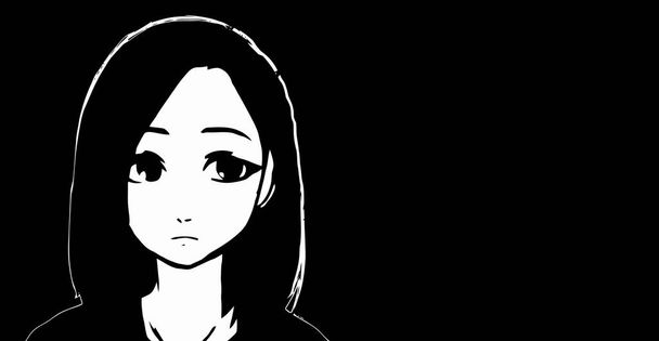 Аніме шпалери в HD чорно-білий аніме мила дівчина / трансгендерний манга стиль мінімалізм на стільниці високої роздільної здатності
 - Фото, зображення