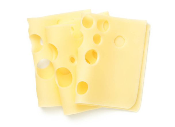 Сырные ломтики Emmentaler изолированы на белом фоне
 - Фото, изображение