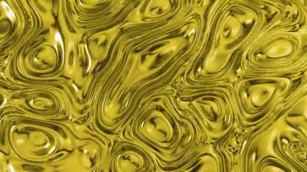 Ondas líquidas 3d abstractas ondulan la superficie dorada. Reflejos de luz de neón. Abstracto renderizar animación de fondo. Imágenes de bucle sin fisuras
.  - Metraje, vídeo