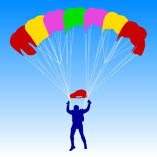 Skydiver, σιλουέτες αλεξίπτωτο εικονογράφηση διάνυσμα - Διάνυσμα, εικόνα
