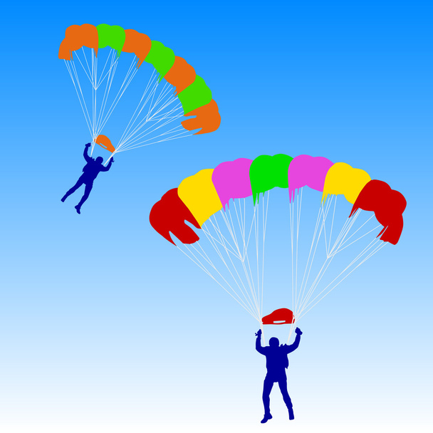 Fallschirmspringer, Silhouetten Fallschirmspringen Vektor Illustration - Vektor, Bild