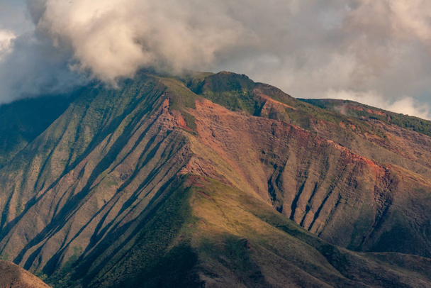 Közelkép a zöld-barna hegy közelében Lahaina, Maui, Hawaii, USA. - Fotó, kép