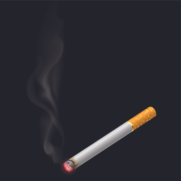 Burning cigarette. Illustration on black background for design - Vektor, obrázek