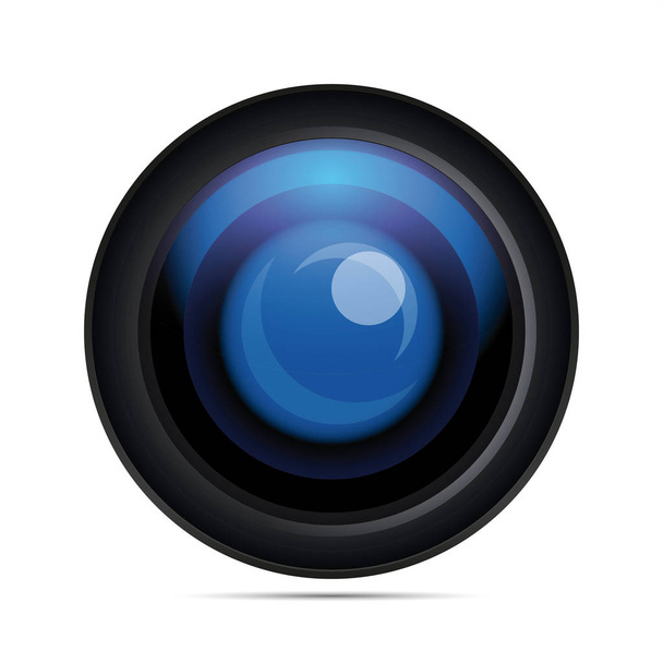 Синий значок с изображением объектива
 - Вектор,изображение