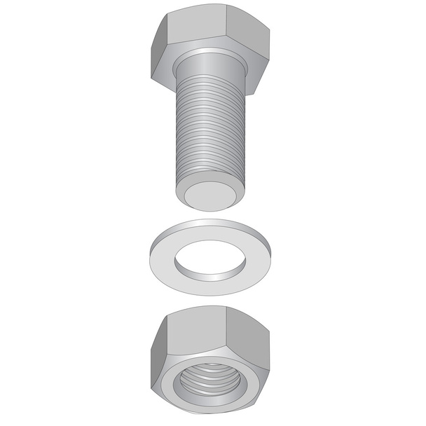 Stainless steel bolt and nut. Vector illustration. - Vector, Image
