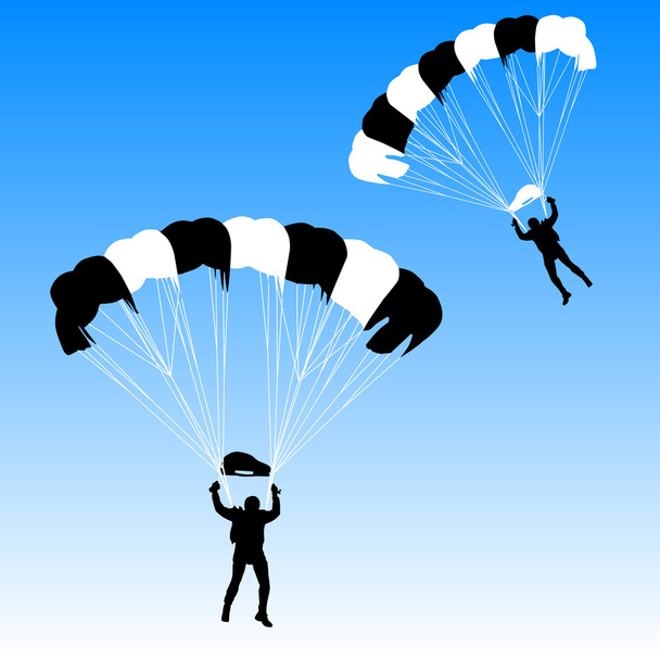 Skydiver, silhouette paracadutismo vettoriale illustrazione
 - Vettoriali, immagini