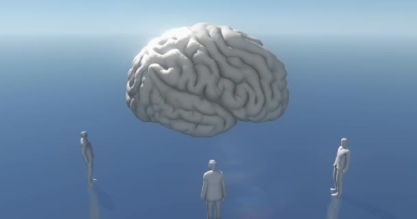 4k ανθρώπινη κοιτάξουμε ψηλά προς τον εγκέφαλο, την τεχνητή νοημοσύνη, την αφηρημένη μελλοντική τεχνολογίας. - Πλάνα, βίντεο