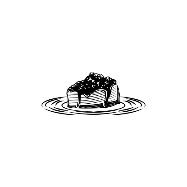 slice of chess with chocolate melted on plate logo Ideas. Inspir - Vector, Image
