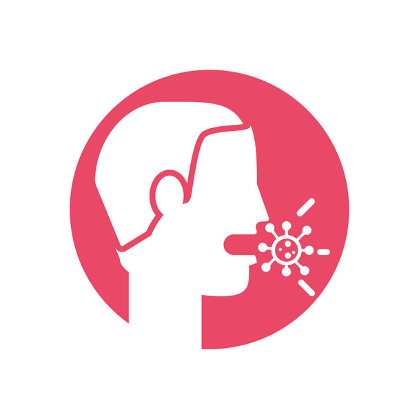 homem tosse e bactérias vírus, ícone de estilo bloco
 - Vetor, Imagem