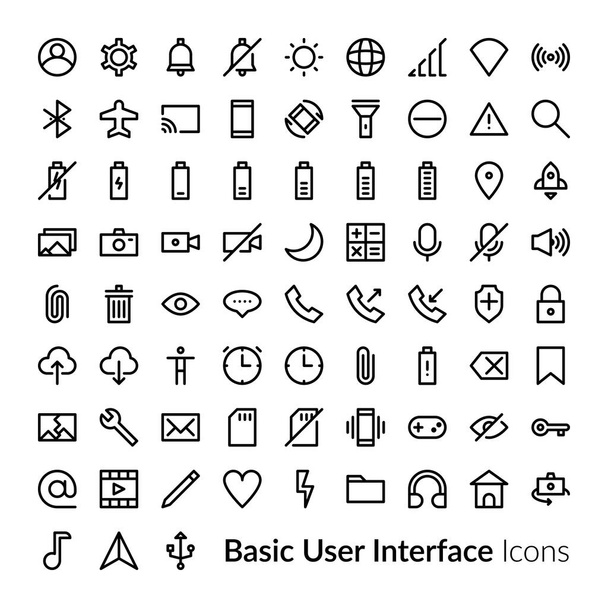 Iconos de interfaz de usuario de línea. Conjunto de iconos de interfaz de usuario básica
 - Vector, Imagen