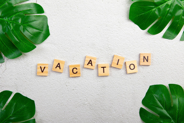 tropic vacation backdrop palm leavs - Photo, Image