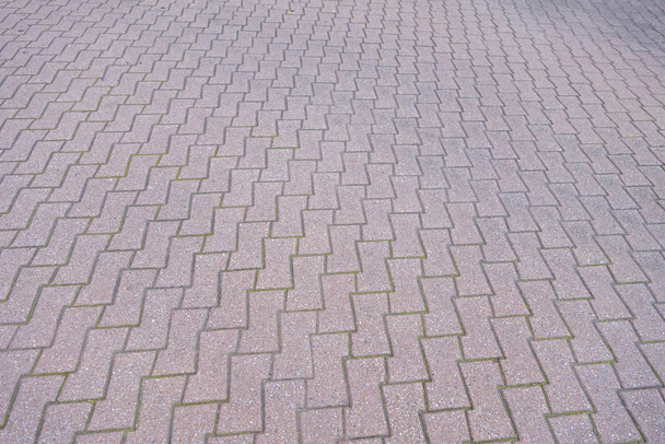 grooved red masonry brick stone pavers outdoor walkway in perspe - Fotoğraf, Görsel