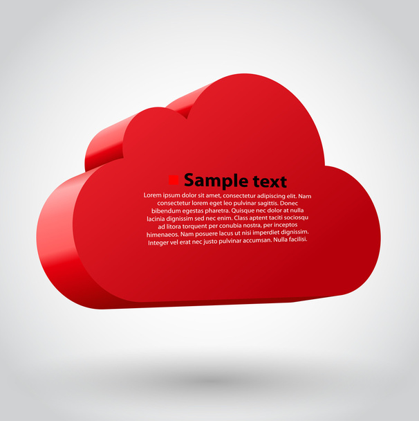 Cloud 3d glossy icon symbol. Vector illustration. Red variant - Vector, Imagen