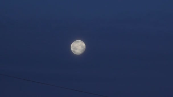 Volle maan tegen een donkerblauwe hemel - Video