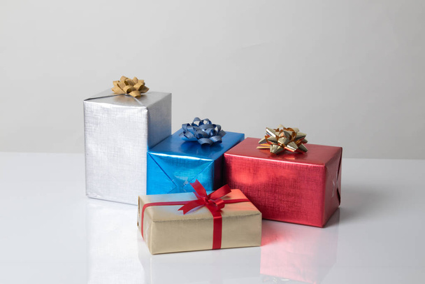 Pile of various size and color gift boxes - Foto, afbeelding